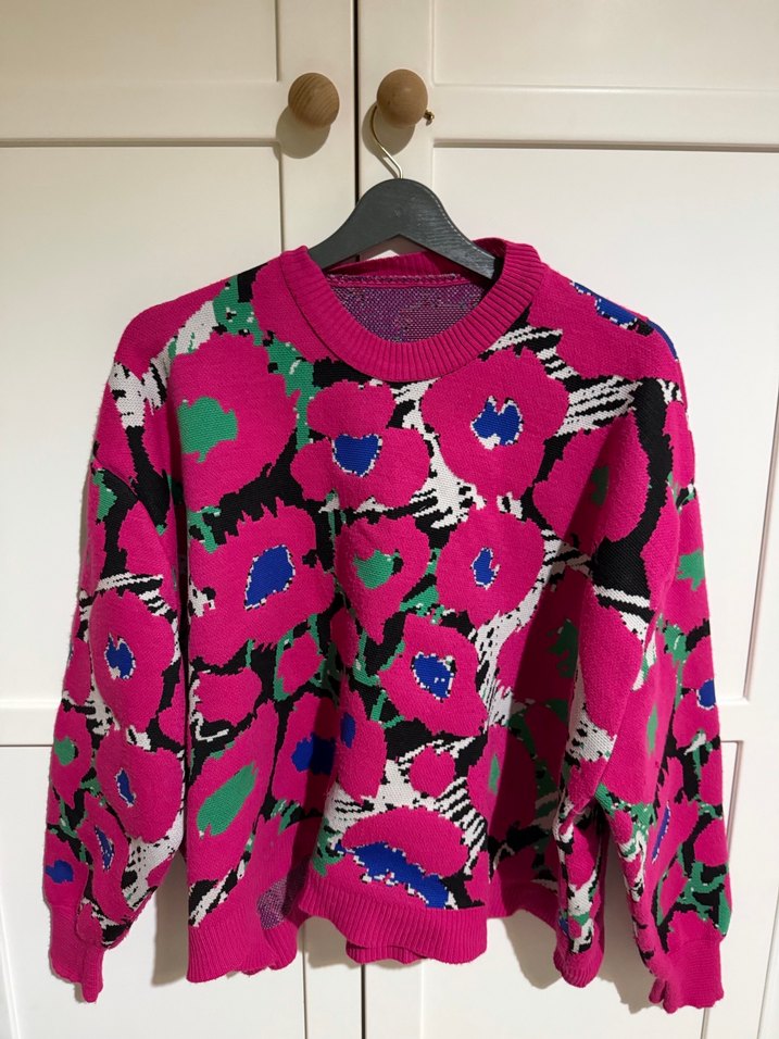 Renkli Desenli Kadın Triko Kazak - Görsel 2