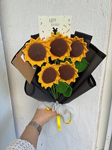 Beden Renk Solmayan ayçiçek buketi