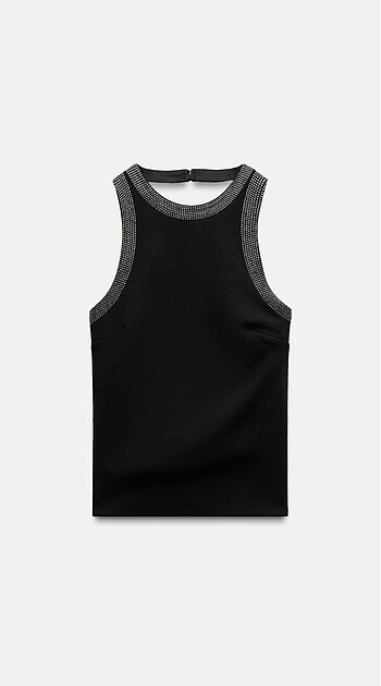 Zara zara taşlı sırtı açık crop