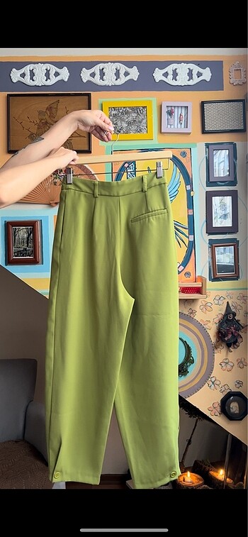 36 Beden Yeşil balon pantolon
