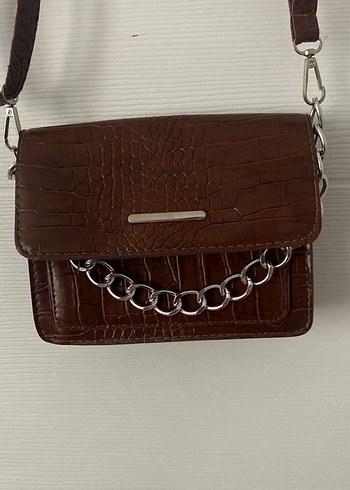 Zincir Detaylı Kahverengi Deri Kadın Çanta - Görsel 3