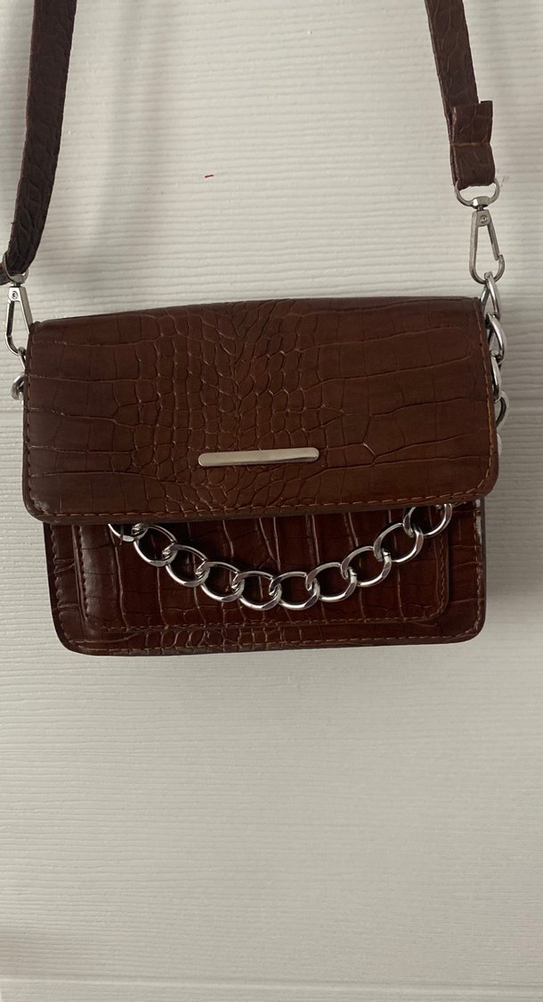 Zincir Detaylı Kahverengi Deri Kadın Çanta - Görsel 3