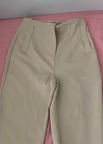 Bej Midi Kadın Kumaş Pantolon - Görsel 3