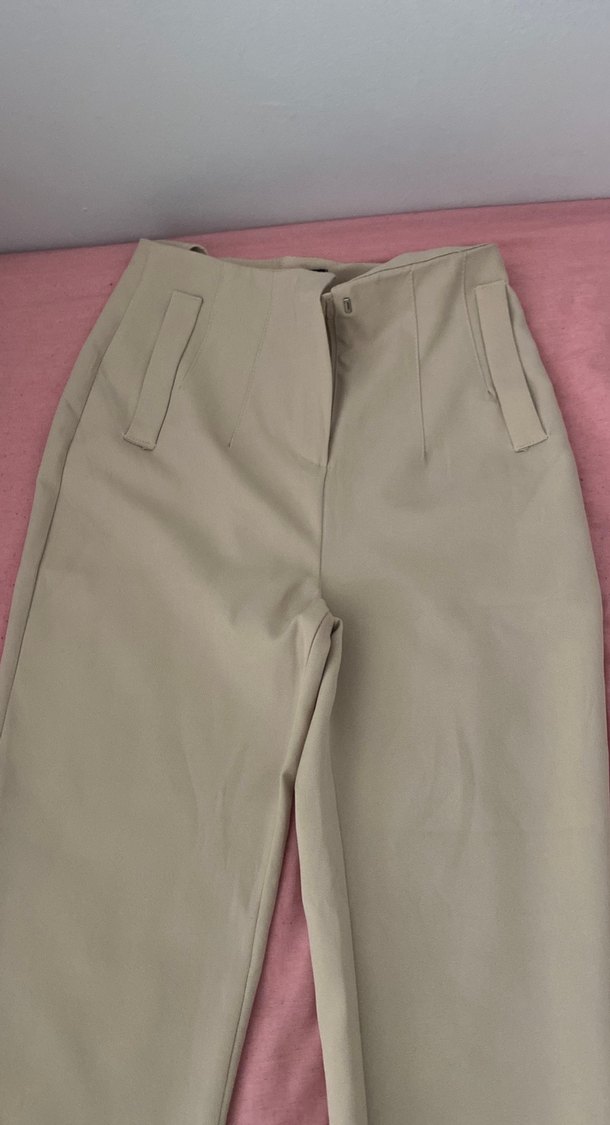 Bej Midi Kadın Kumaş Pantolon - Görsel 3