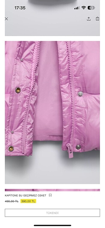 5 Yaş Beden Zara çocuk mont