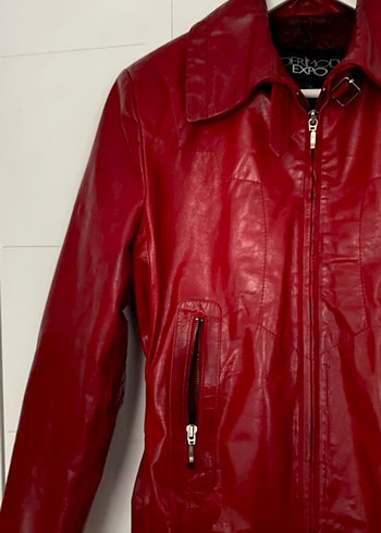 Derimod bordo deri ceket - Görsel 2