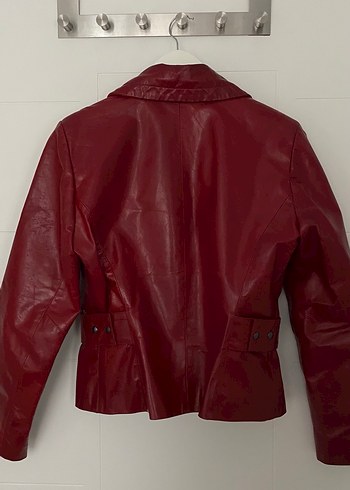 Derimod bordo deri ceket - Görsel 5