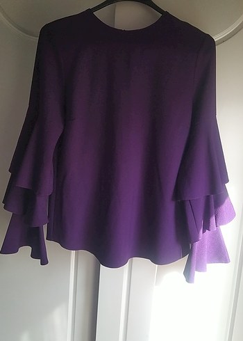 Mor Volanlı Kadın Bluz - Görsel 3