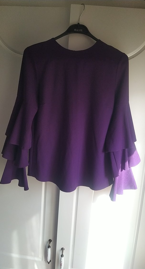 Mor Volanlı Kadın Bluz - Görsel 3
