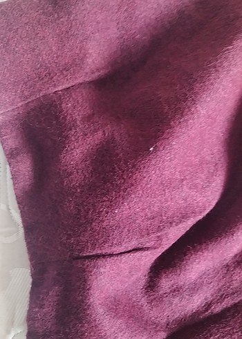 Bordo Kadın Uzun Rahat Kesim Kaban - Görsel 4