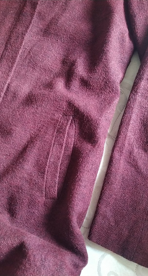 Bordo Kadın Uzun Rahat Kesim Kaban - Görsel 3