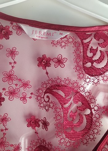 Bordo Vintage Bohem Gecelik ve Sabahlık Takımı - Görsel 4