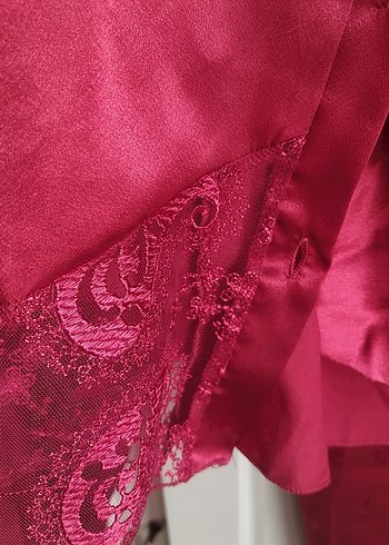 Bordo Uzun Kollu Kadın Pijama Takımı - Görsel 3