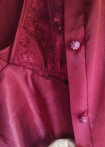 Bordo Uzun Kollu Kadın Pijama Takımı - Görsel 5