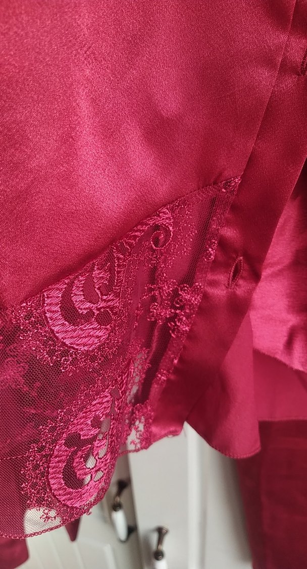 Bordo Uzun Kollu Kadın Pijama Takımı - Görsel 3