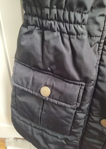 Kız Çocuk Siyah Kürklü Kemerli Mont - Görsel 2