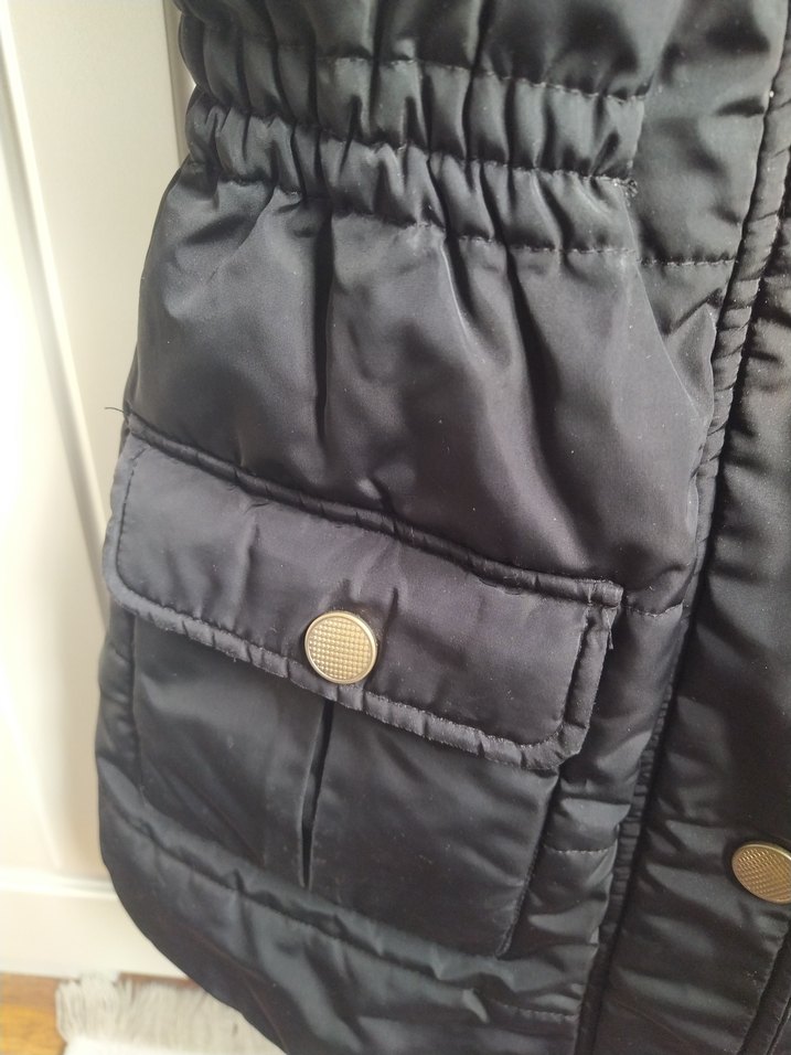 Kız Çocuk Siyah Kürklü Kemerli Mont - Görsel 2