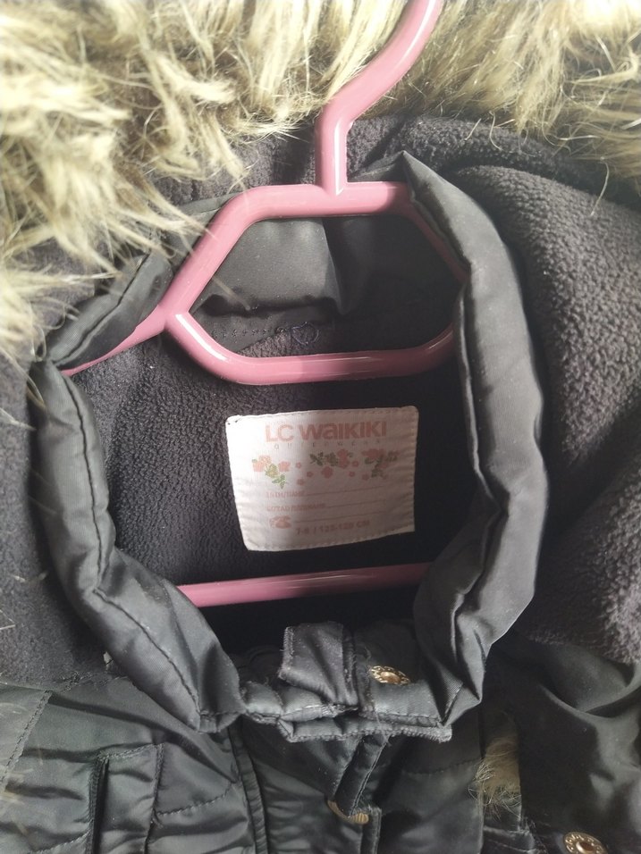 Kız Çocuk Siyah Kürklü Kemerli Mont - Görsel 5