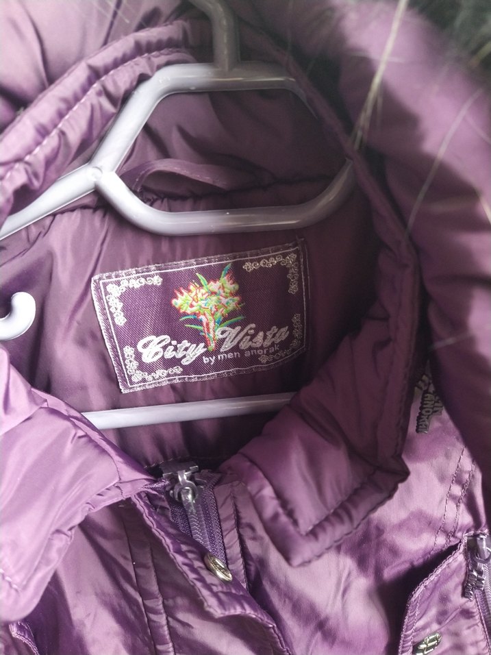 Mor Kürklü Kadın Kışlık Mont - Görsel 5