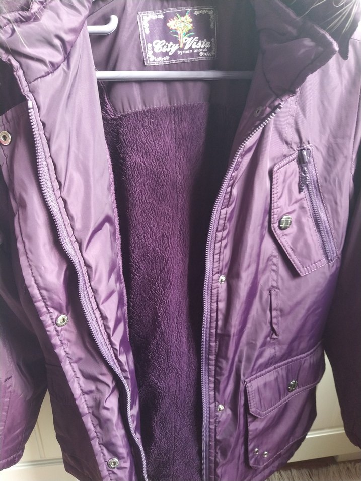 Mor Kürklü Kadın Kışlık Mont - Görsel 3