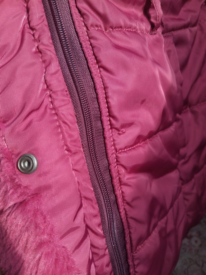 Kız Çocuk Parlak Pembe Kürklü Ceket - Görsel 2