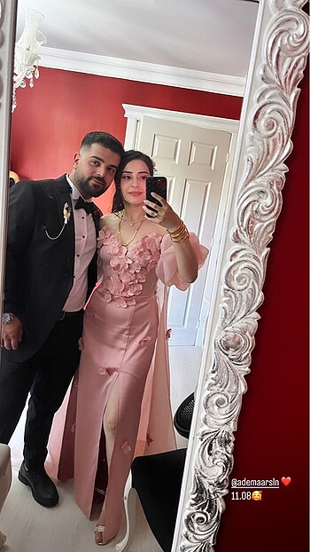 38 Beden pembe Renk Özel tasarım dikim abiye elbise