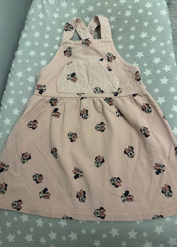 Pembe Baskılı Kız Çocuk Askılı Elbise
