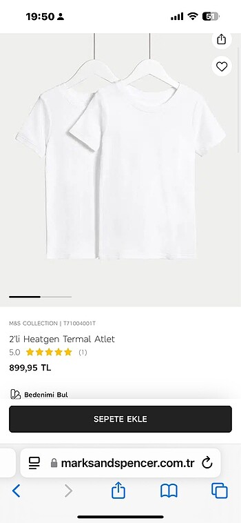 7 Yaş Beden Marks & Spencer çocuk atlet