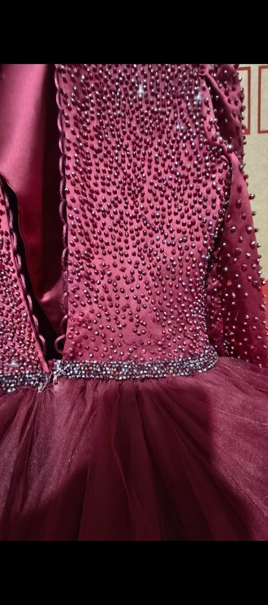 Bordo tesettür abiye nişan elbisesi - Görsel 3