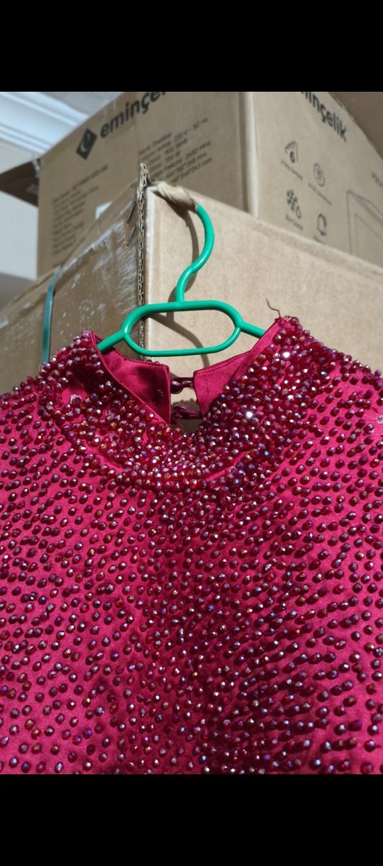 Bordo tesettür abiye nişan elbisesi - Görsel 4