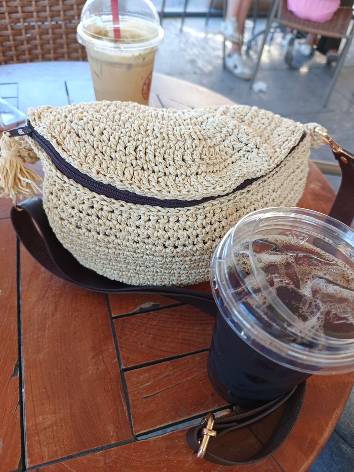 Kağıt iplik örgü çanta, beyaz, Lacivert, siyah, krem, koyu krem - Görsel 2