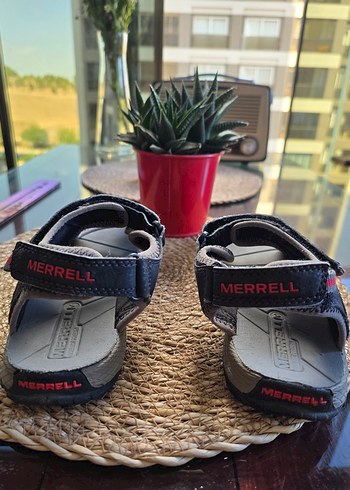 34 Beden gri Renk Merrell Erkek Outdoor Sandalet, Cırt Cırtlı, Kırmızı-Gri 34