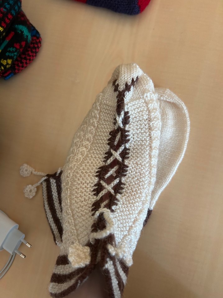 Kadın Örme Beyaz kahve patik çorap - Görsel 2