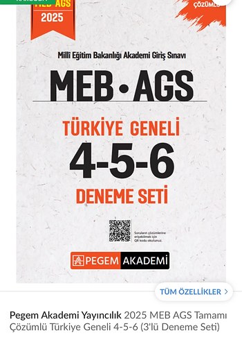 Pegem Akademi 2025 MEB AGS 4-5-6 Deneme Seti