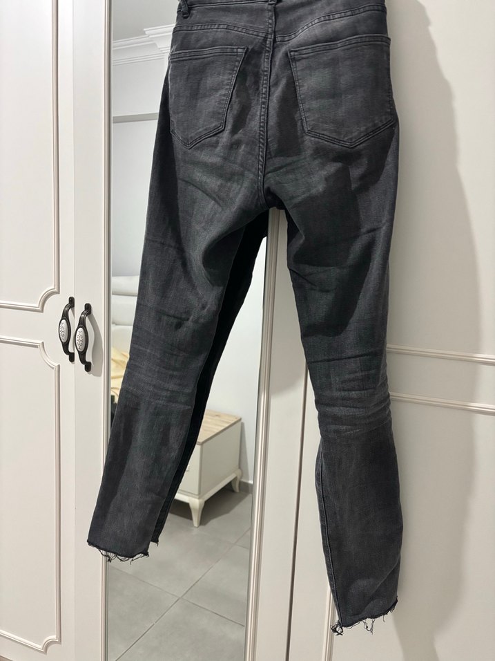 Gri Bol Kesim Midi Denim Kadın Jean H&M - Görsel 3