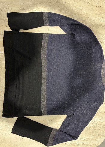 Koyu Gri lacivert V Yaka Triko Kadın Kazak - Görsel 4