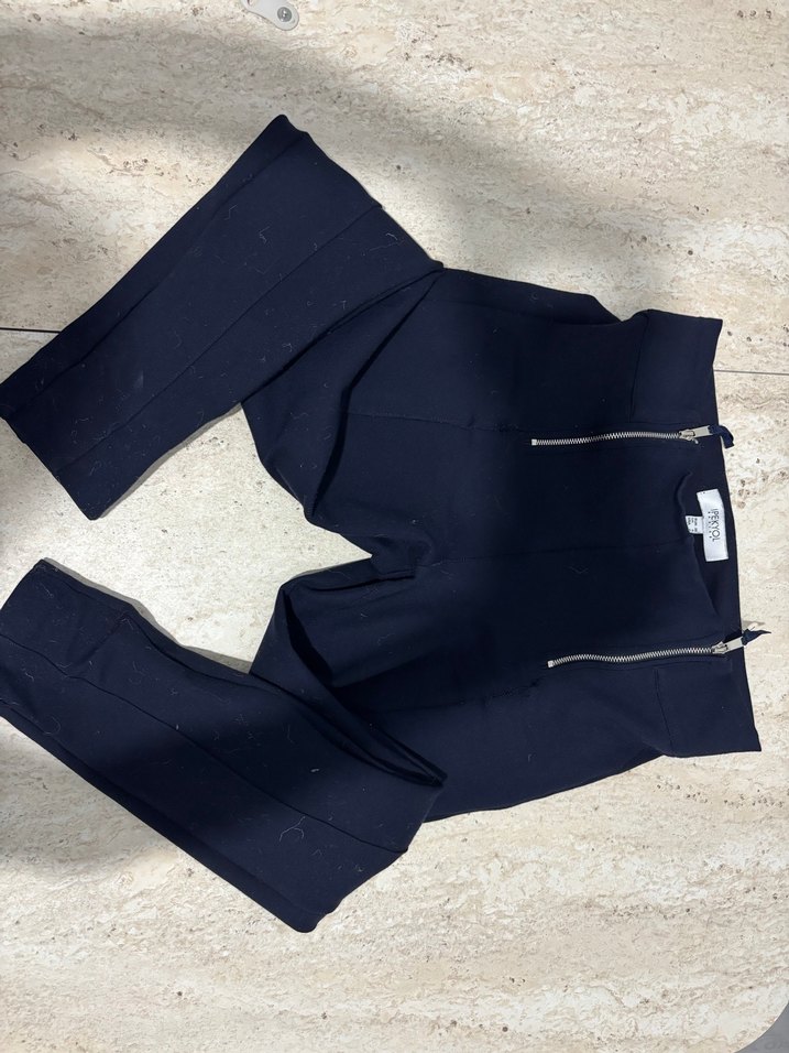 Fermuarlı Lacivert Kadın Kumaş Pantolon - Görsel 3