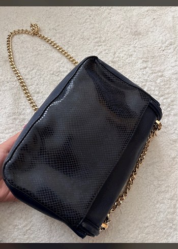 Zincir Detaylı Siyah Deri Kadın Çanta - Görsel 3