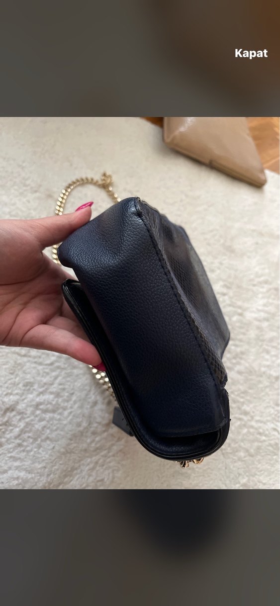 Zincir Detaylı Siyah Deri Kadın Çanta - Görsel 4