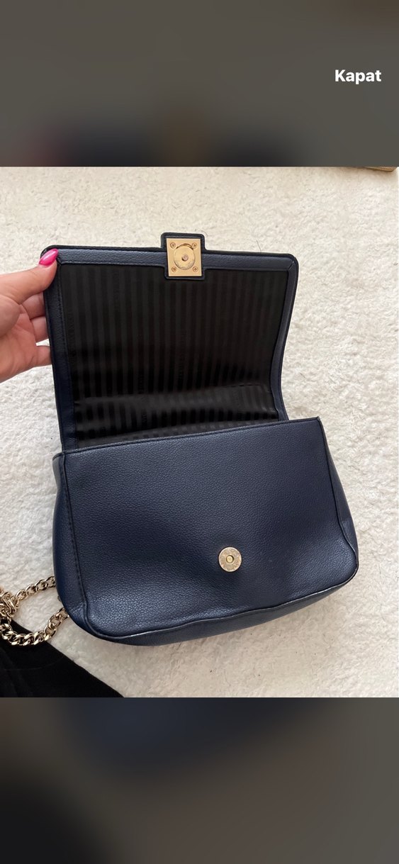 Zincir Detaylı Siyah Deri Kadın Çanta - Görsel 2