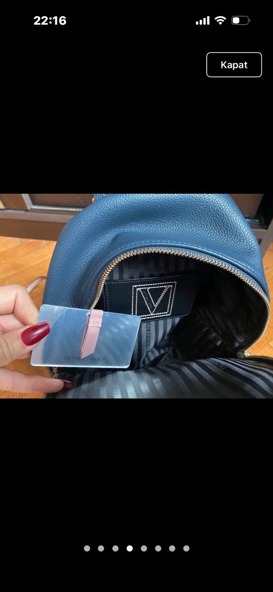 Mavi Yılan Derisi Desenli Kadın Sırt Çantası - Görsel 2