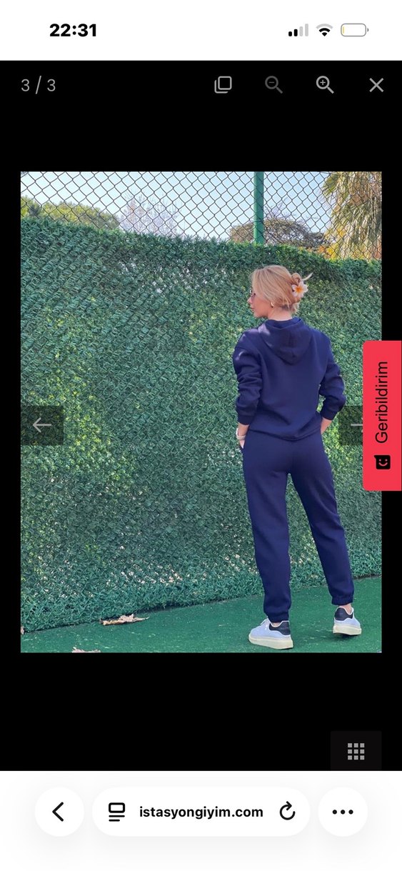 Lacivert Kapüşonlu Kadın Eşofman Takımı champion marka - Görsel 3