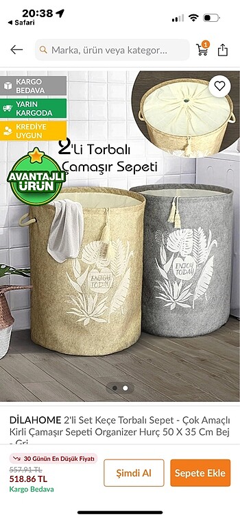 2 li keçe torba kirli sepeti