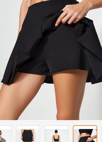 Siyah Pileli şortlu Etek - Görsel 2