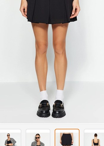 Siyah Pileli şortlu Etek - Görsel 4