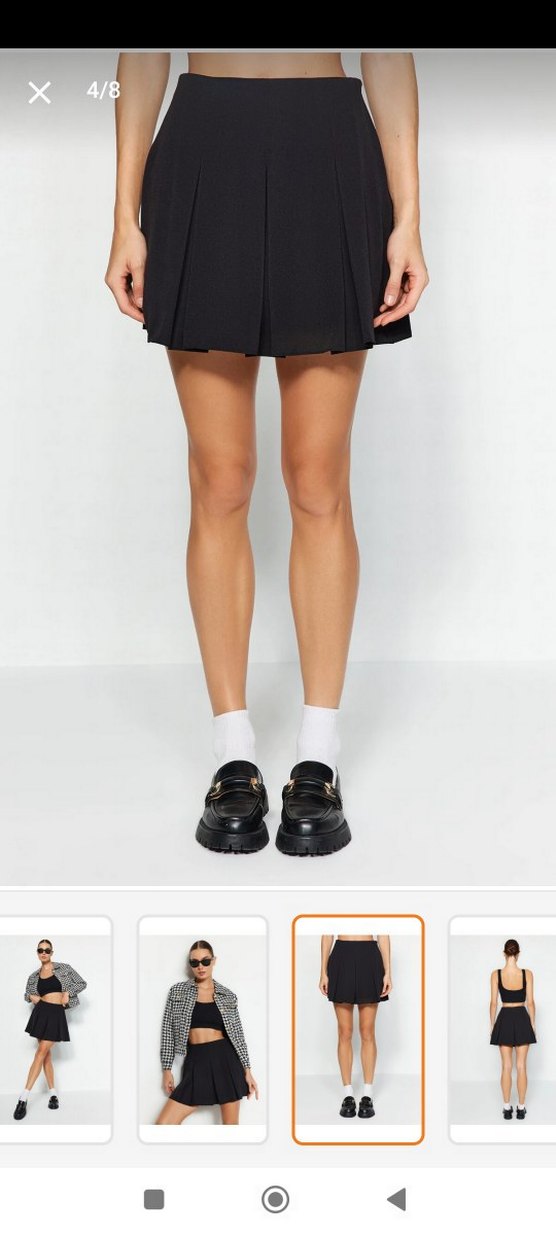 Siyah Pileli şortlu Etek - Görsel 4