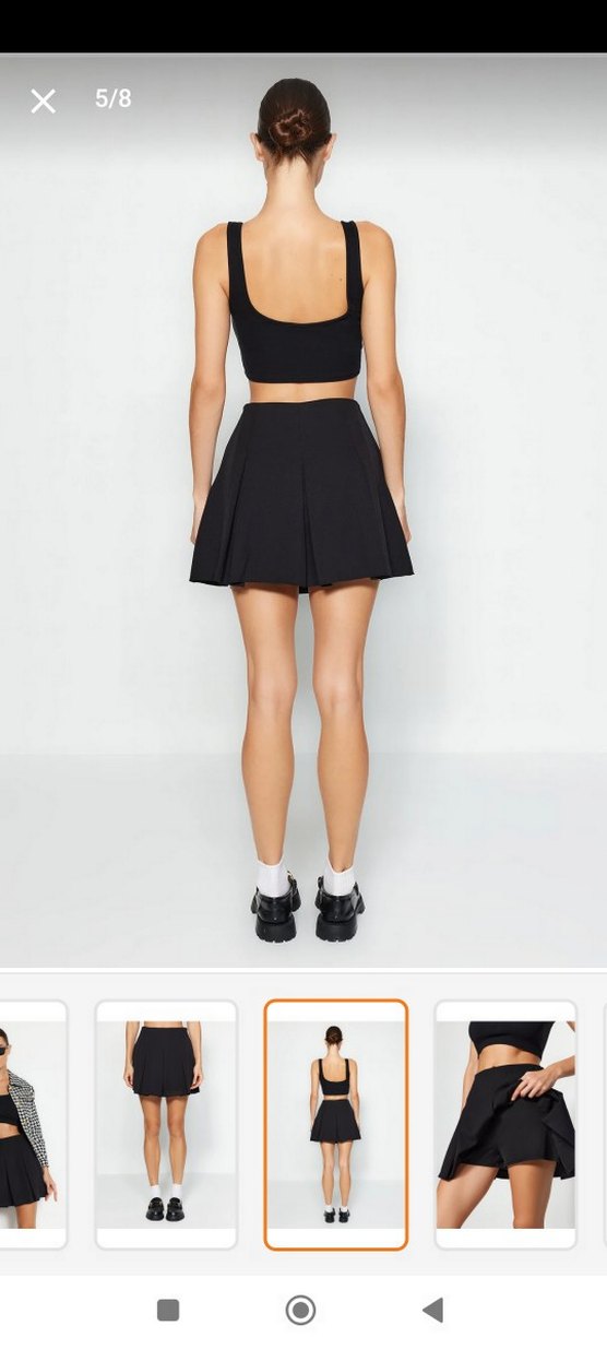 Siyah Pileli şortlu Etek - Görsel 3