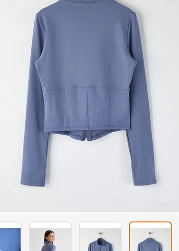 Fermuarlı indigo Kadın Spor Ceket - Görsel 3