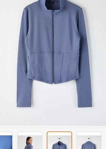 Fermuarlı indigo Kadın Spor Ceket - Görsel 2