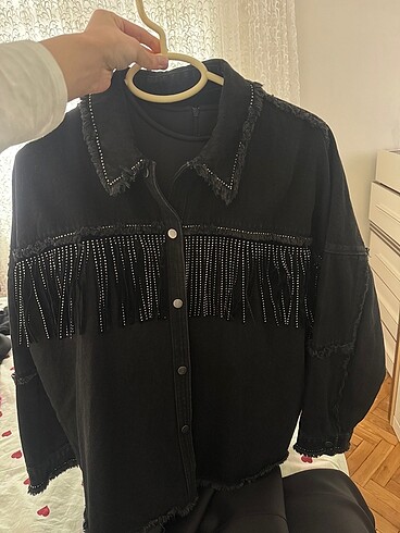 Zara taşlı kot ceket